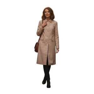 Casual Corner Beige Trench Coat Lightweight Cotton Blend Classic Design